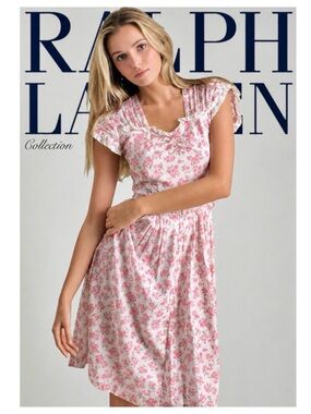 RALPH LAUREN COLLECTION FLORAL PRINTED BELTED SUNDRESS DRESS SIZE 6